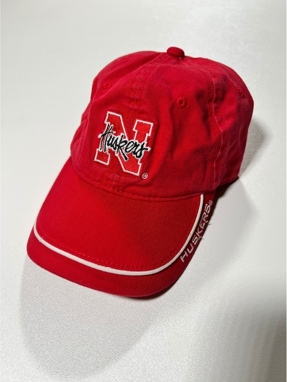 Vintage Nebraska Huskers Red Strapback Dad Hat Embroidered N Logo Cap NCAA